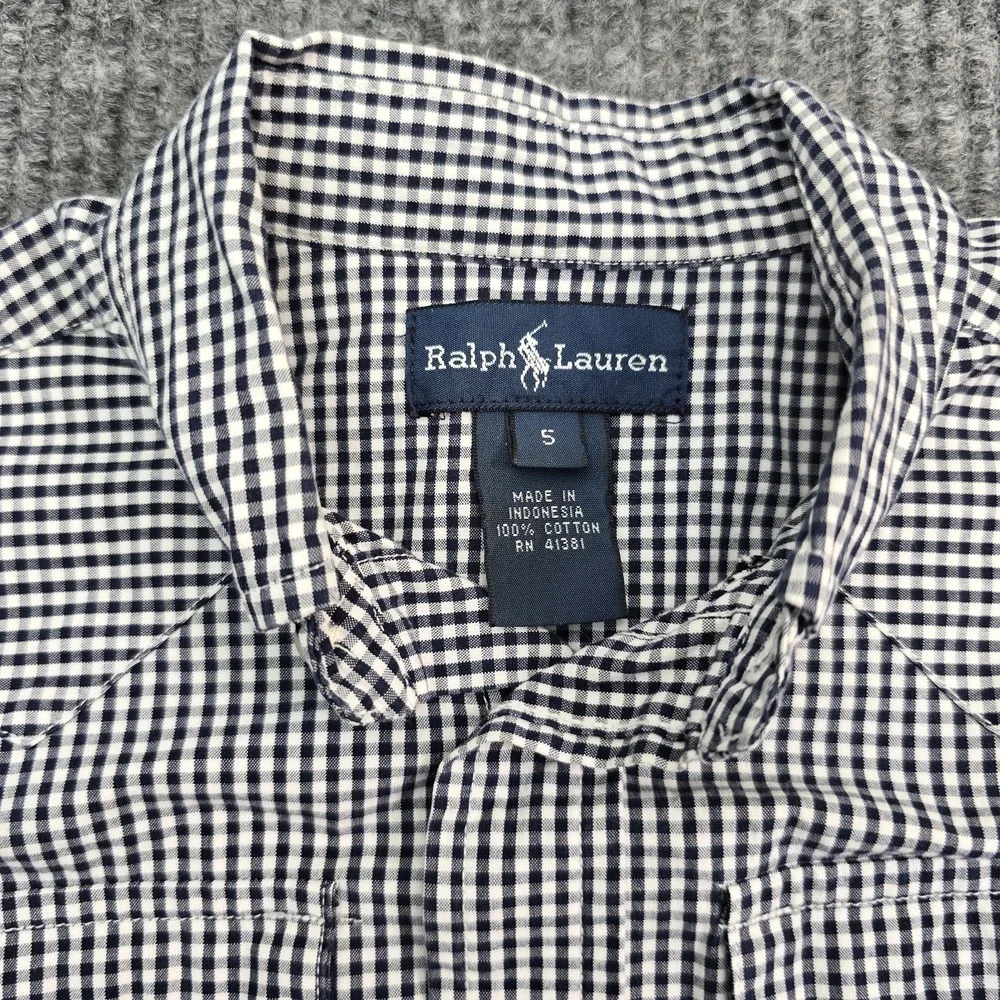 Ralph Lauren‎ Shirt Boys 5 Blue White Plaid Button Up Preppy Snap Pockets